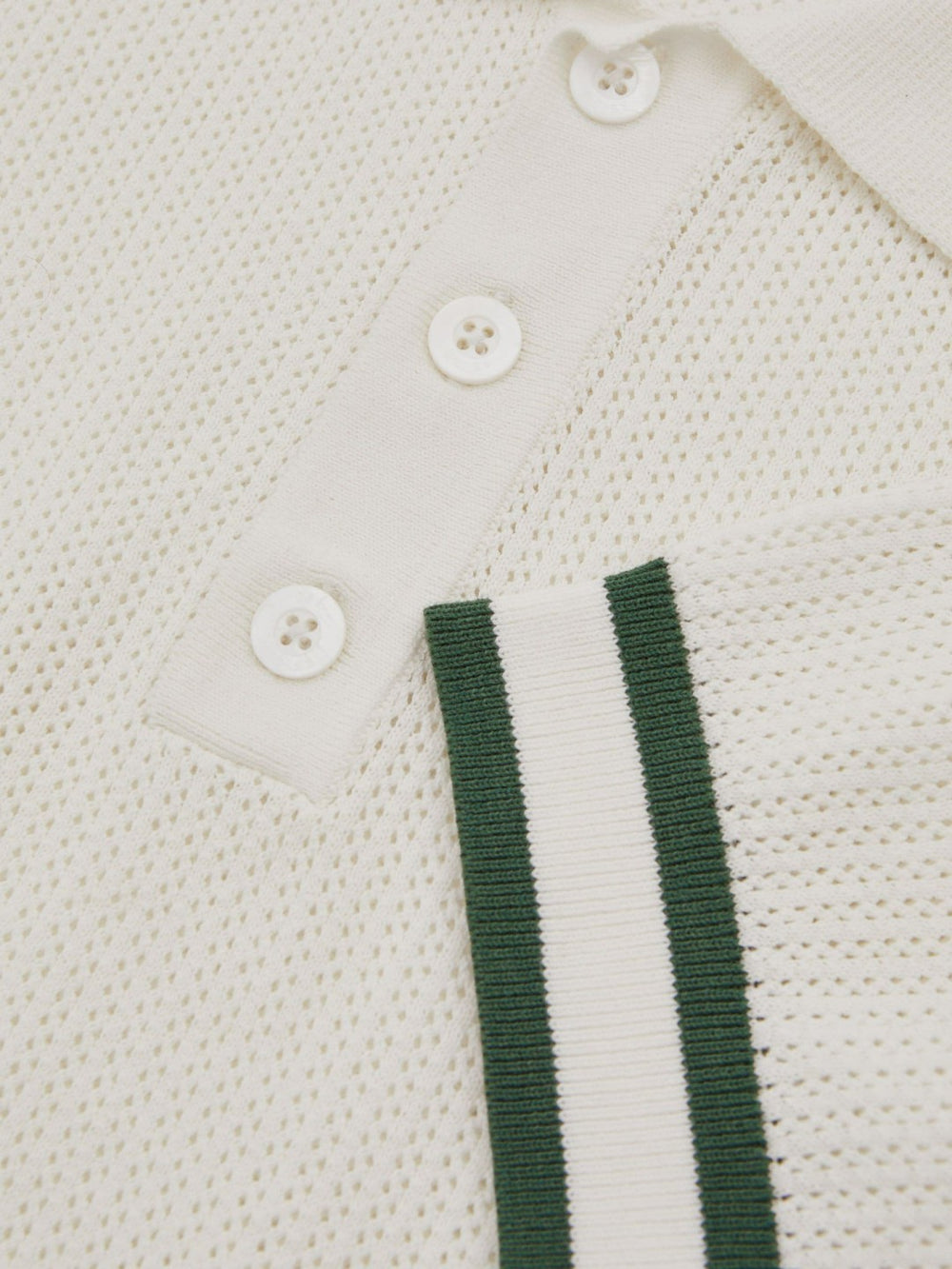 | Ché Knitted Half-Button Polo Shirt in White
