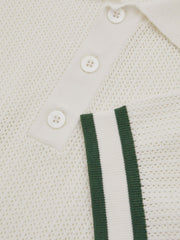 | Ché Knitted Half-Button Polo Shirt in White