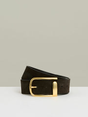 Leather Half Keeper Belt in Chocolate