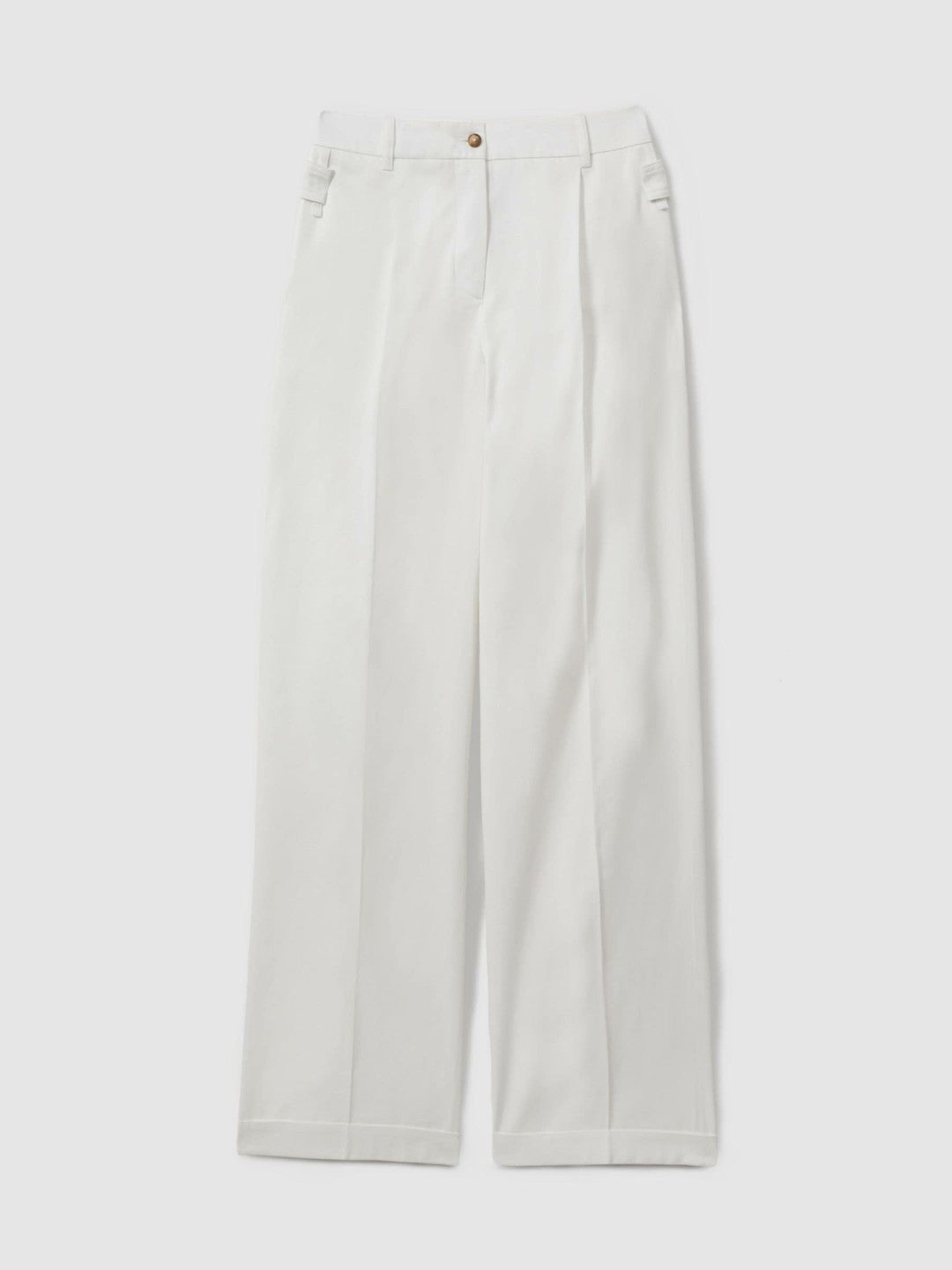 Cotton Wide Leg Suit Trousers in White