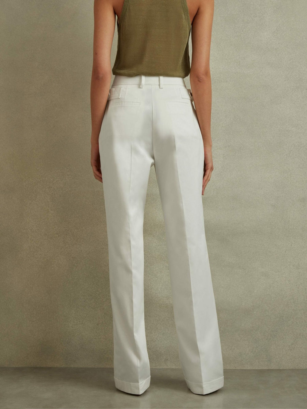 Cotton Wide Leg Suit Trousers in White