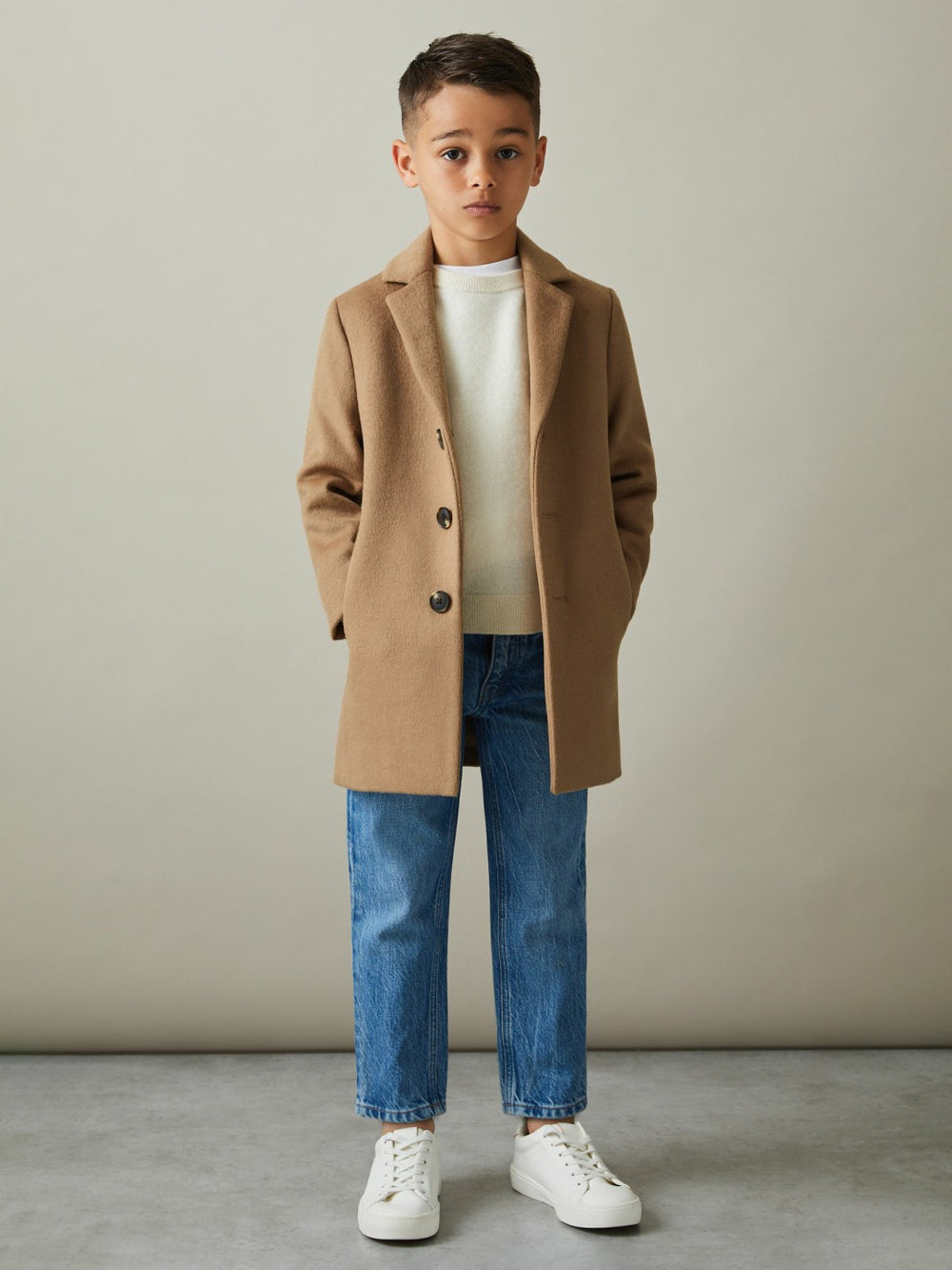 9-13 yrs Single Breasted Overcoat in Camel