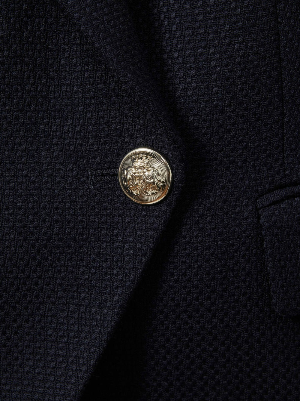 Tailored Fit Textured Double Breasted Blazer in Navy