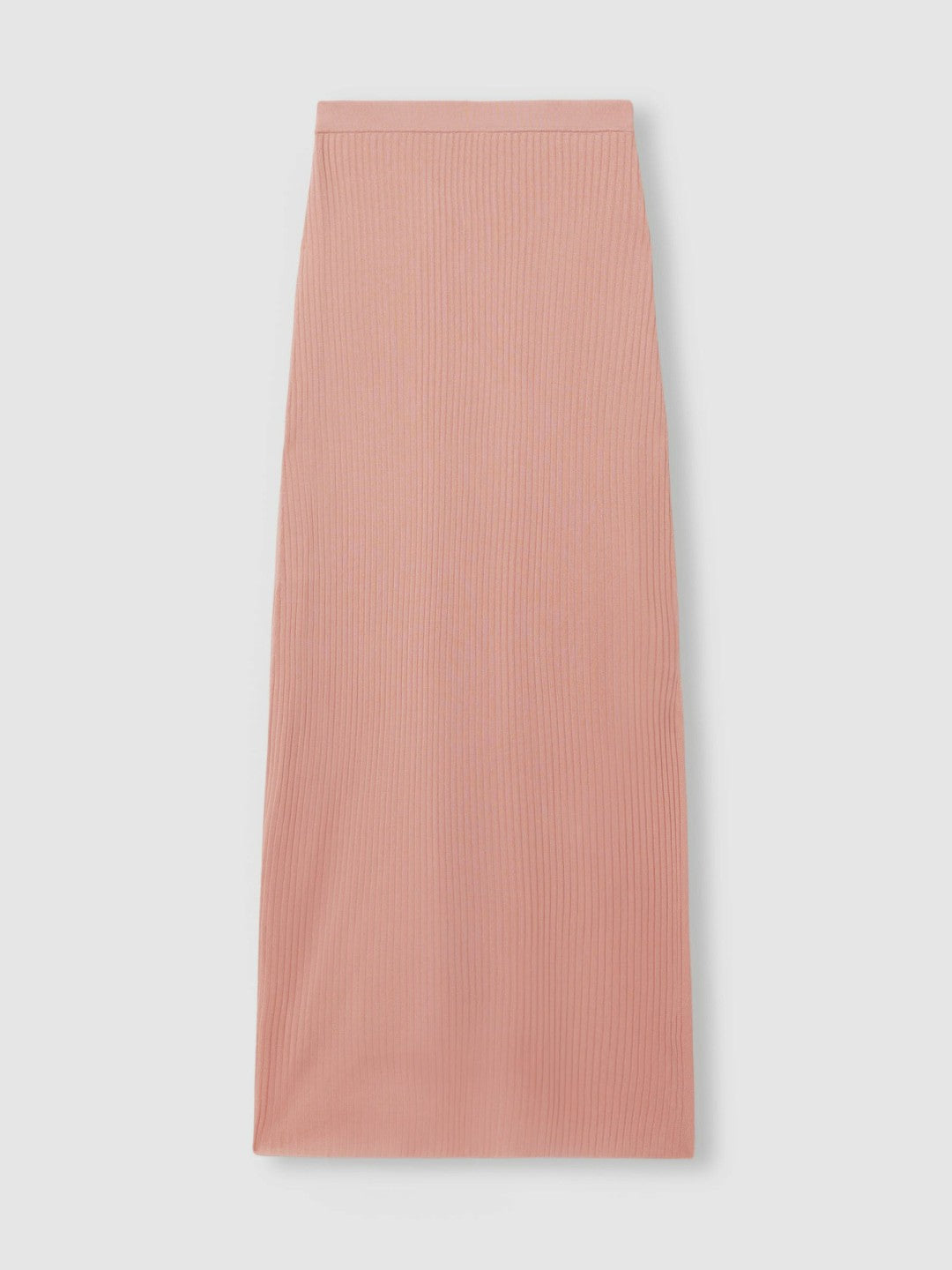 Carrie Pink Anna Quan Sheer Ribbed Knitted Midi Skirt