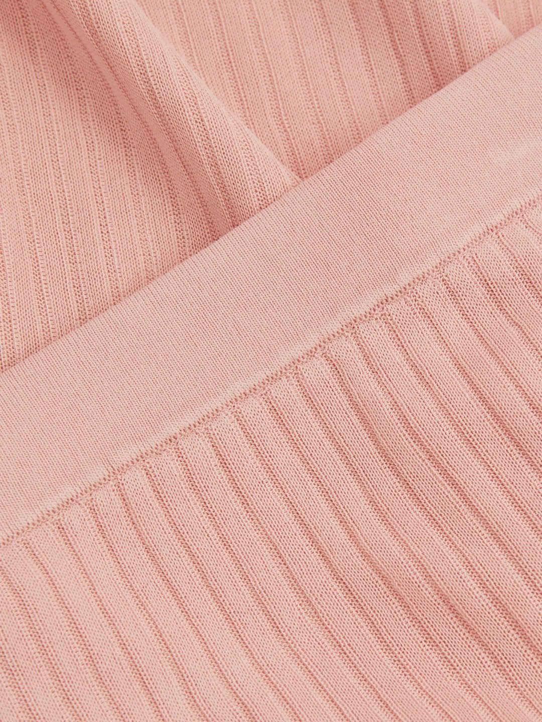 Carrie Pink Anna Quan Sheer Ribbed Knitted Midi Skirt