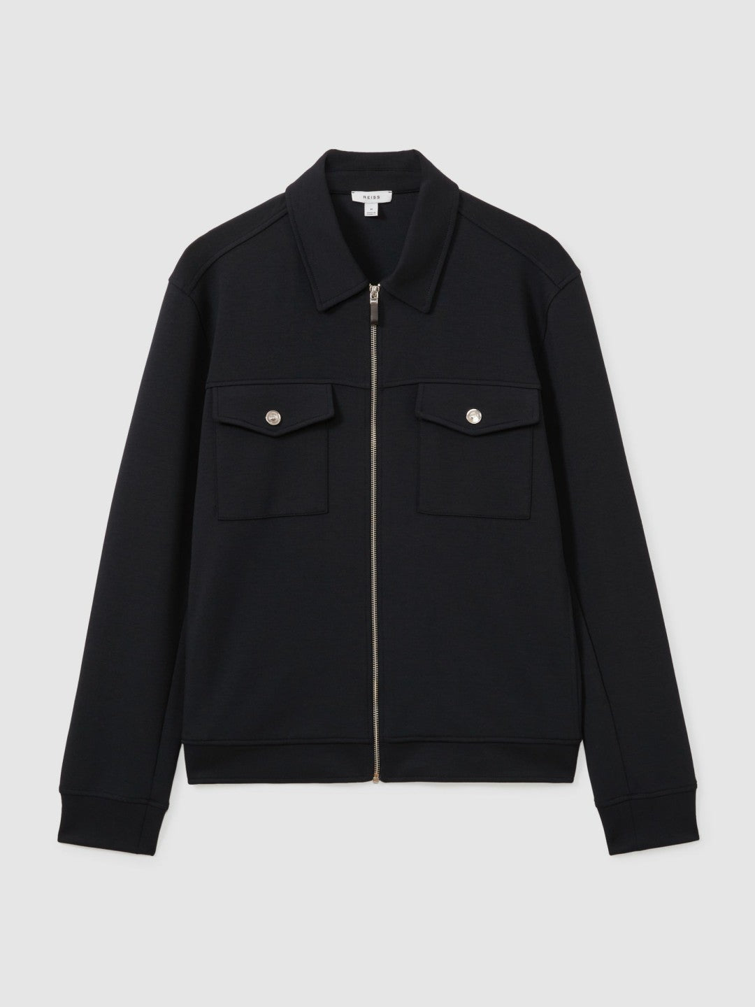 Interlock Jersey Zip-Through Jacket in Navy Blue