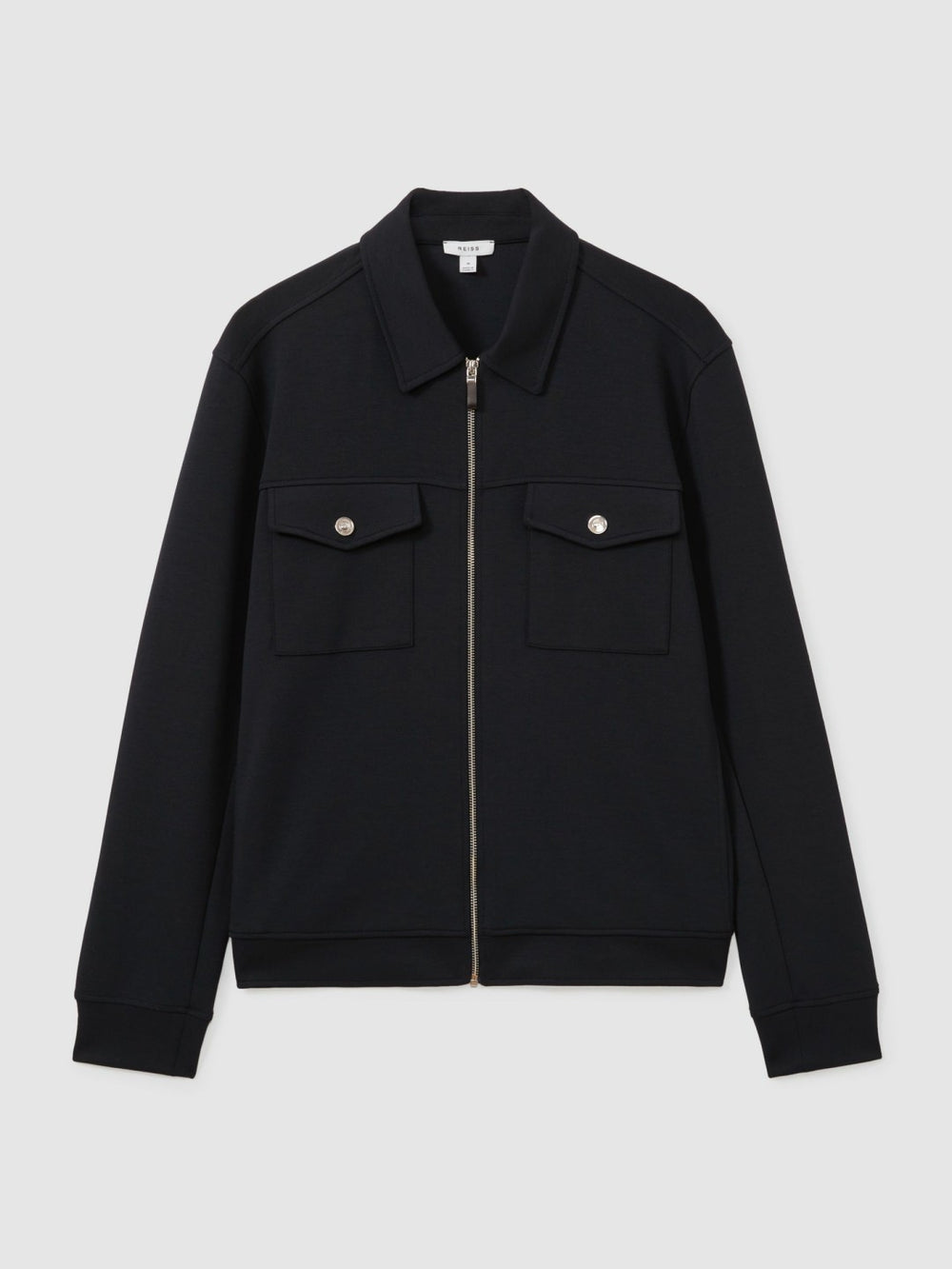 Interlock Jersey Zip-Through Jacket in Navy Blue