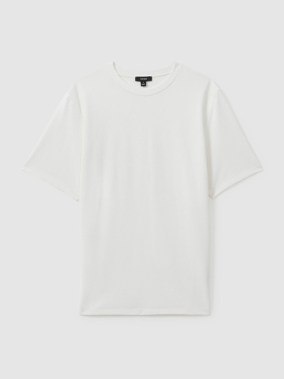 Textured Crew-Neck T-Shirt in Off White