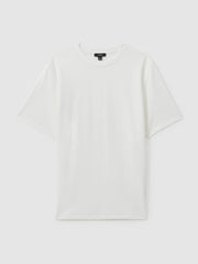 Textured Crew-Neck T-Shirt in Off White