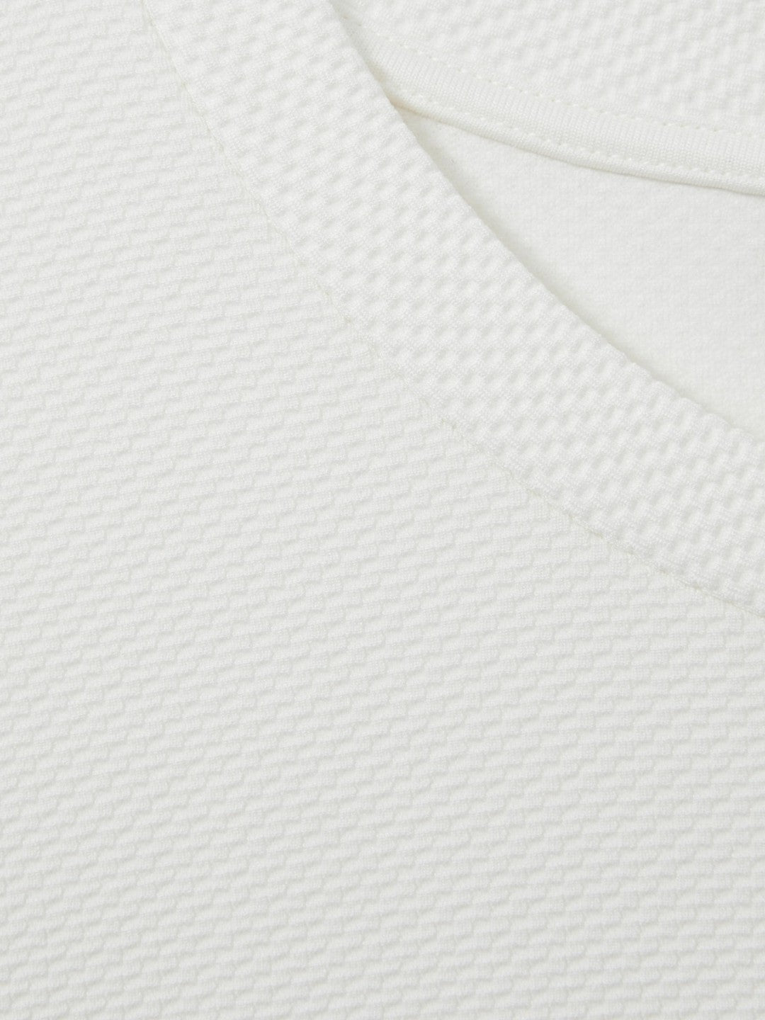 Textured Crew-Neck T-Shirt in Off White