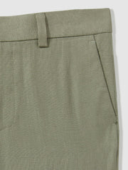 3-9 yrs Slim Fit Linen Adjustable Trousers in Apple