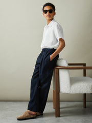 9-13 yrs Short Sleeve Linen Shirt in White