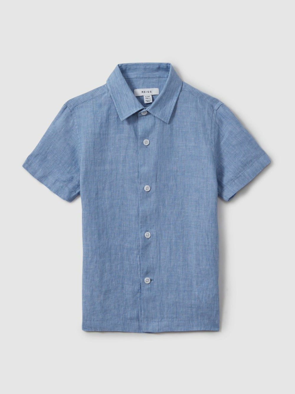 3-9 yrs Short Sleeve Linen Shirt in Sky Blue