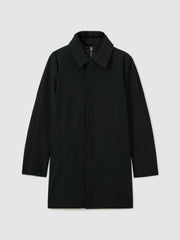 Hybrid Removable Funnel Neck Overcoat in Navy