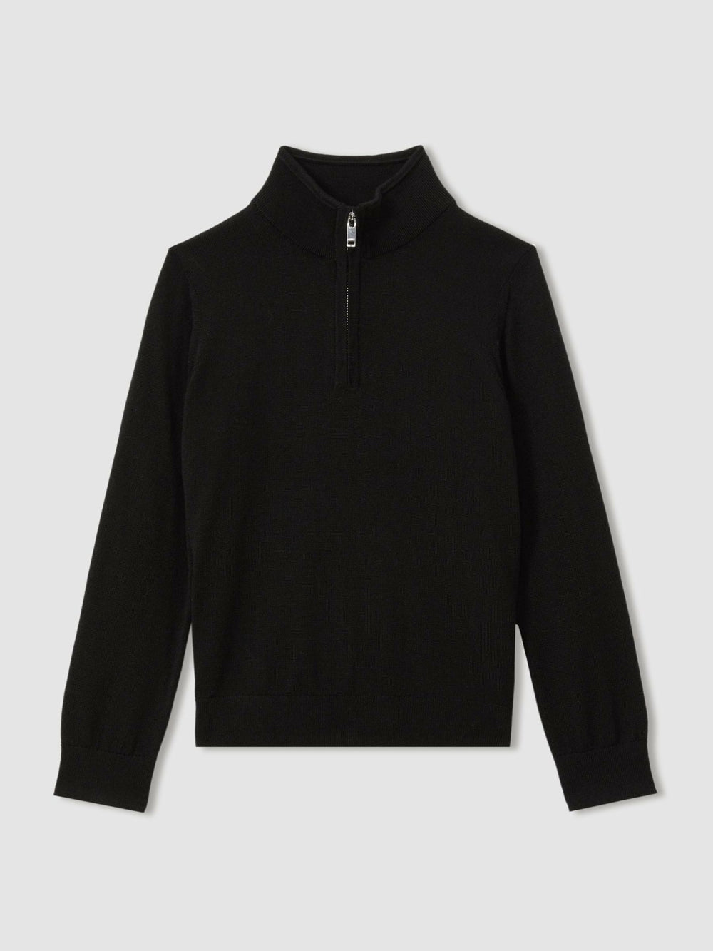 9-13 yrs Merino Wool Half-Zip Funnel Neck Jumper in Black