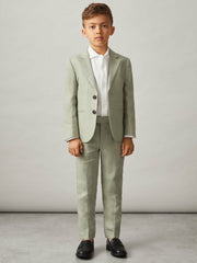 3-9 yrs Linen Single Breasted Blazer in Apple