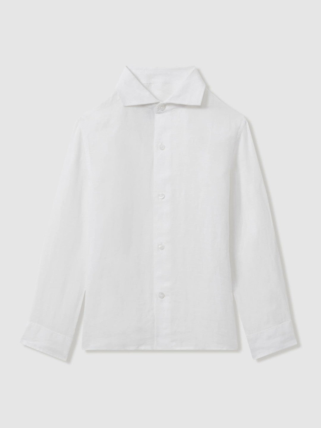 3-9 yrs Linen Cutaway Collar Shirt in White