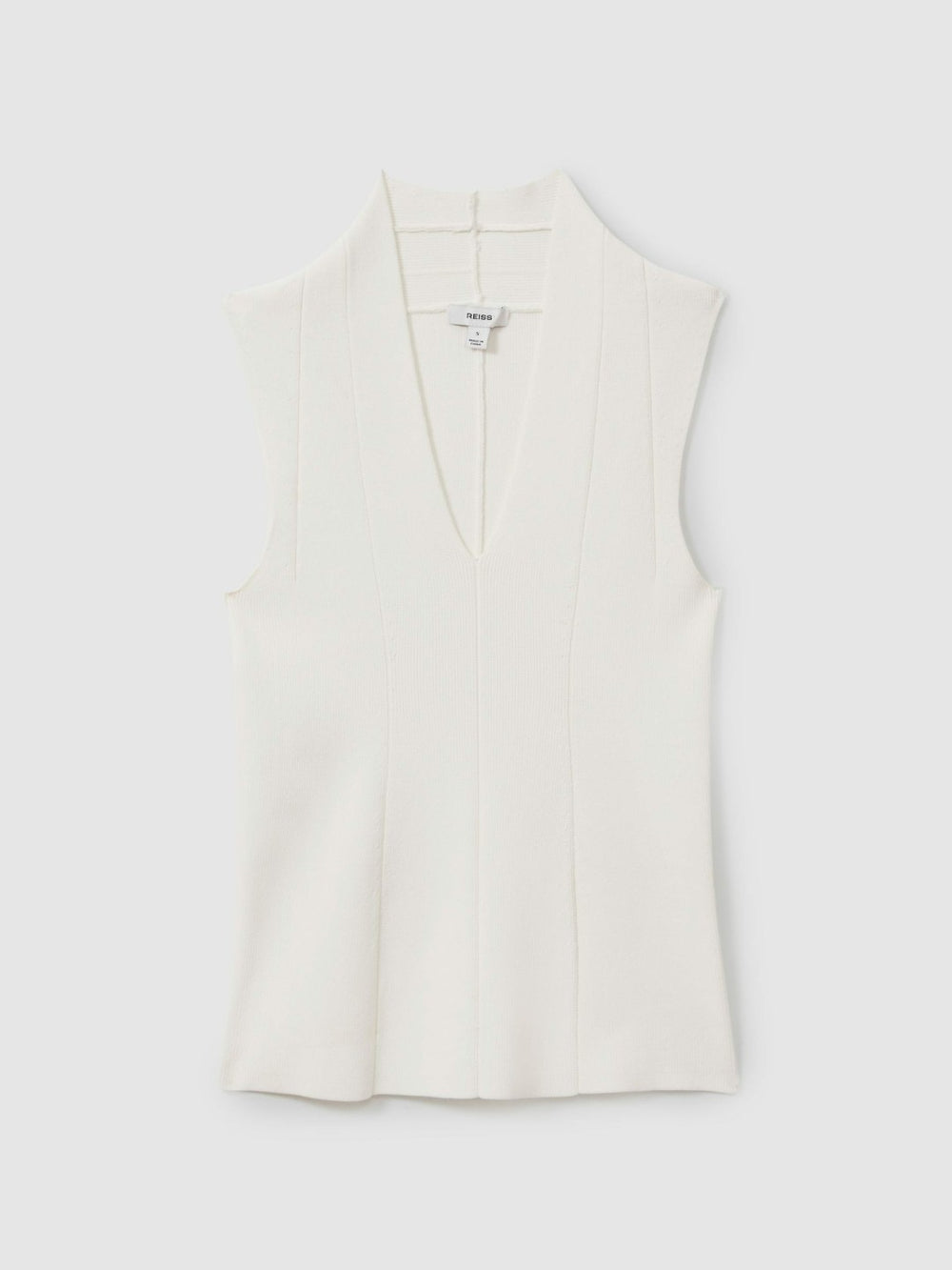 Knitted Sleeveless V-Neck Vest in Ivory