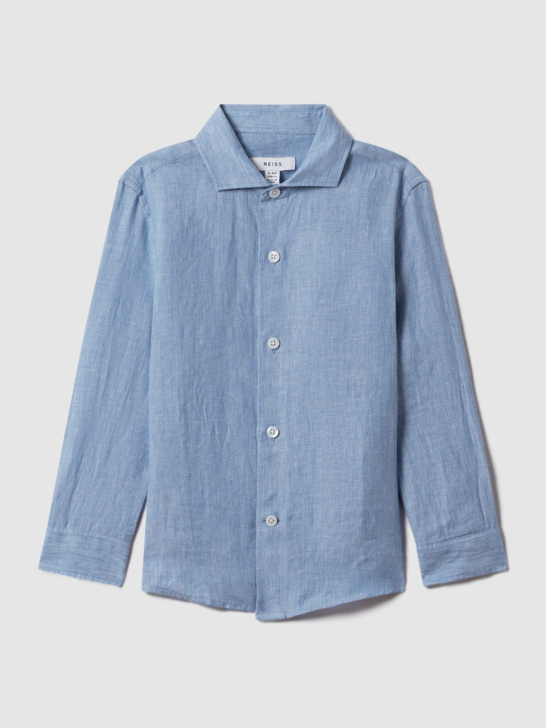 3-9 yrs Linen Cutaway Collar Shirt in Sky Blue