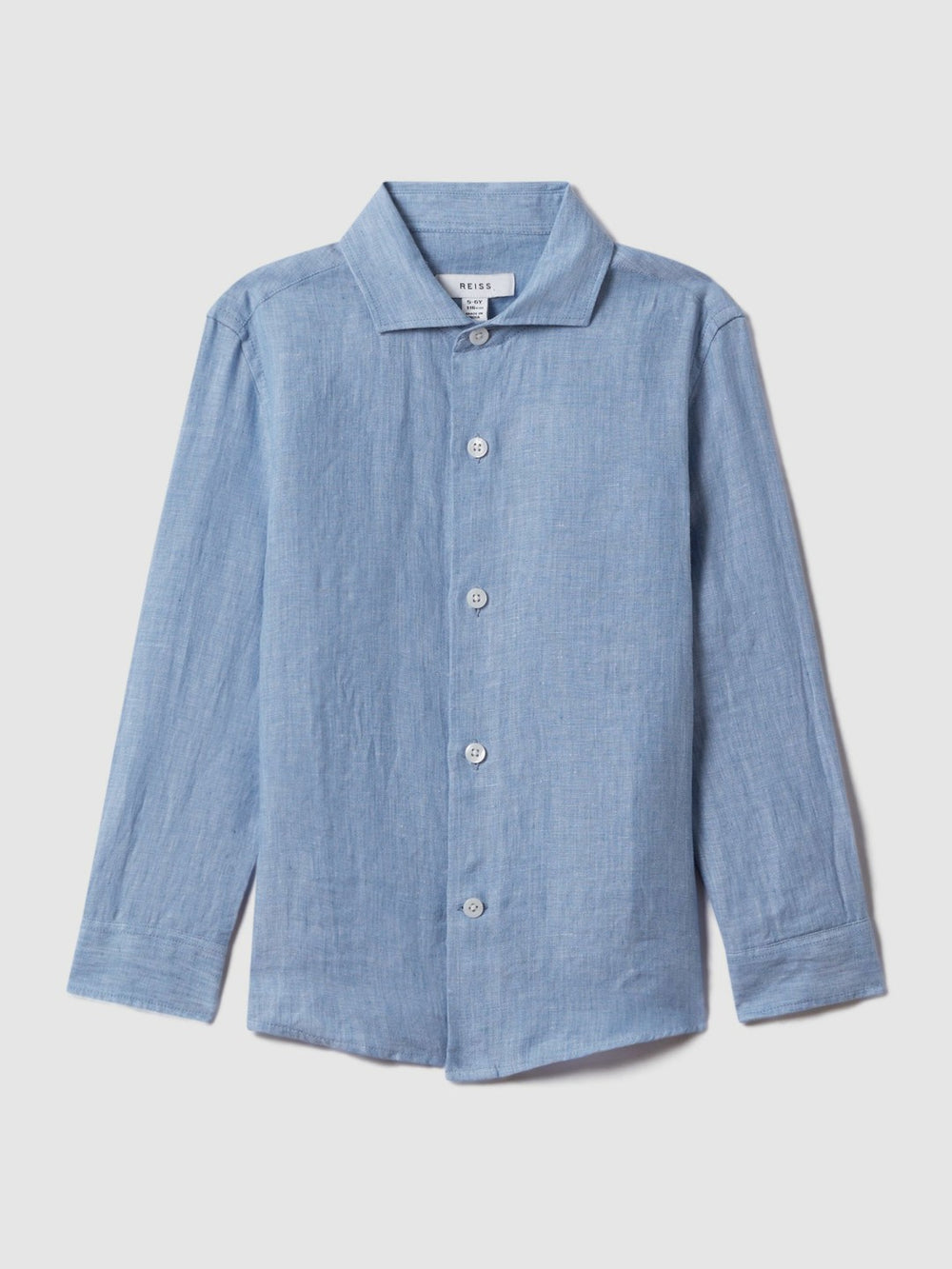 3-9 yrs Linen Cutaway Collar Shirt in Sky Blue