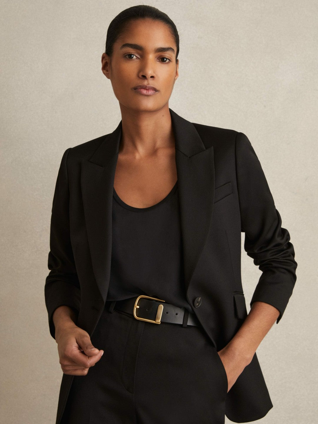 Leather Half Keeper Belt in Black
