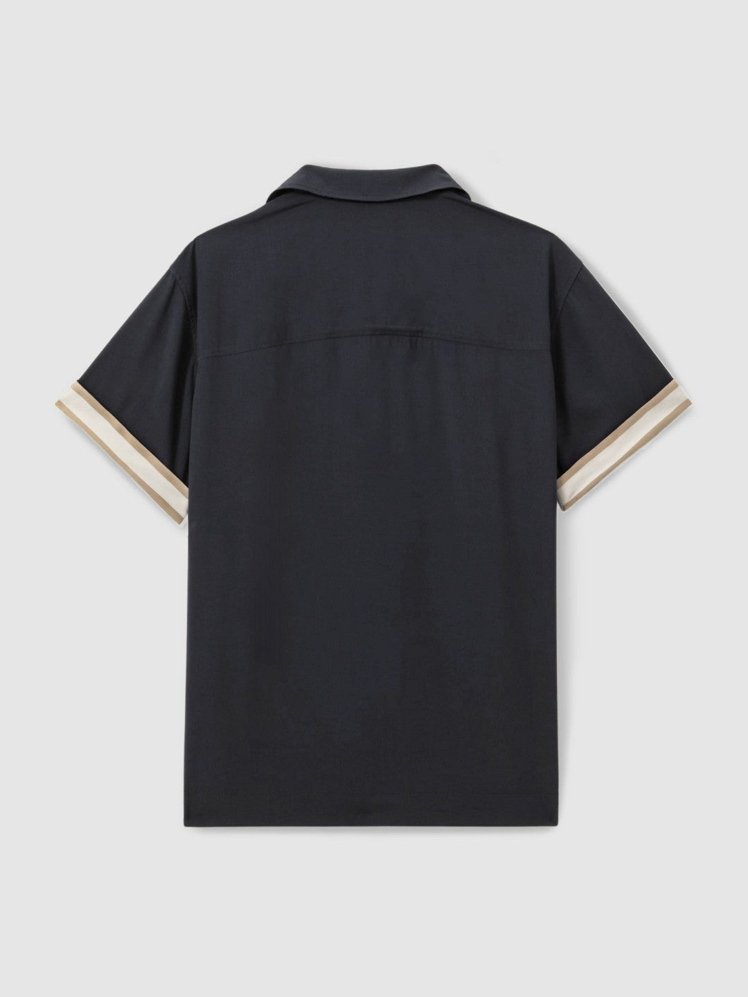 | Ché Cuff Detail Cuban Collar Shirt in Navy