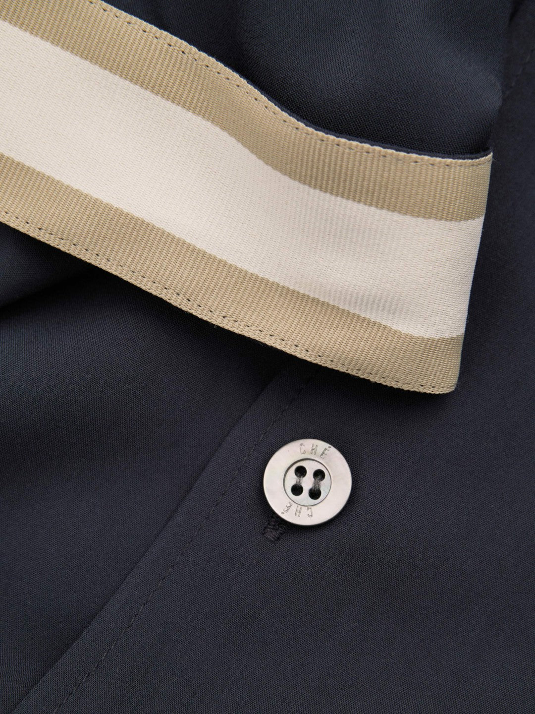 | Ché Cuff Detail Cuban Collar Shirt in Navy