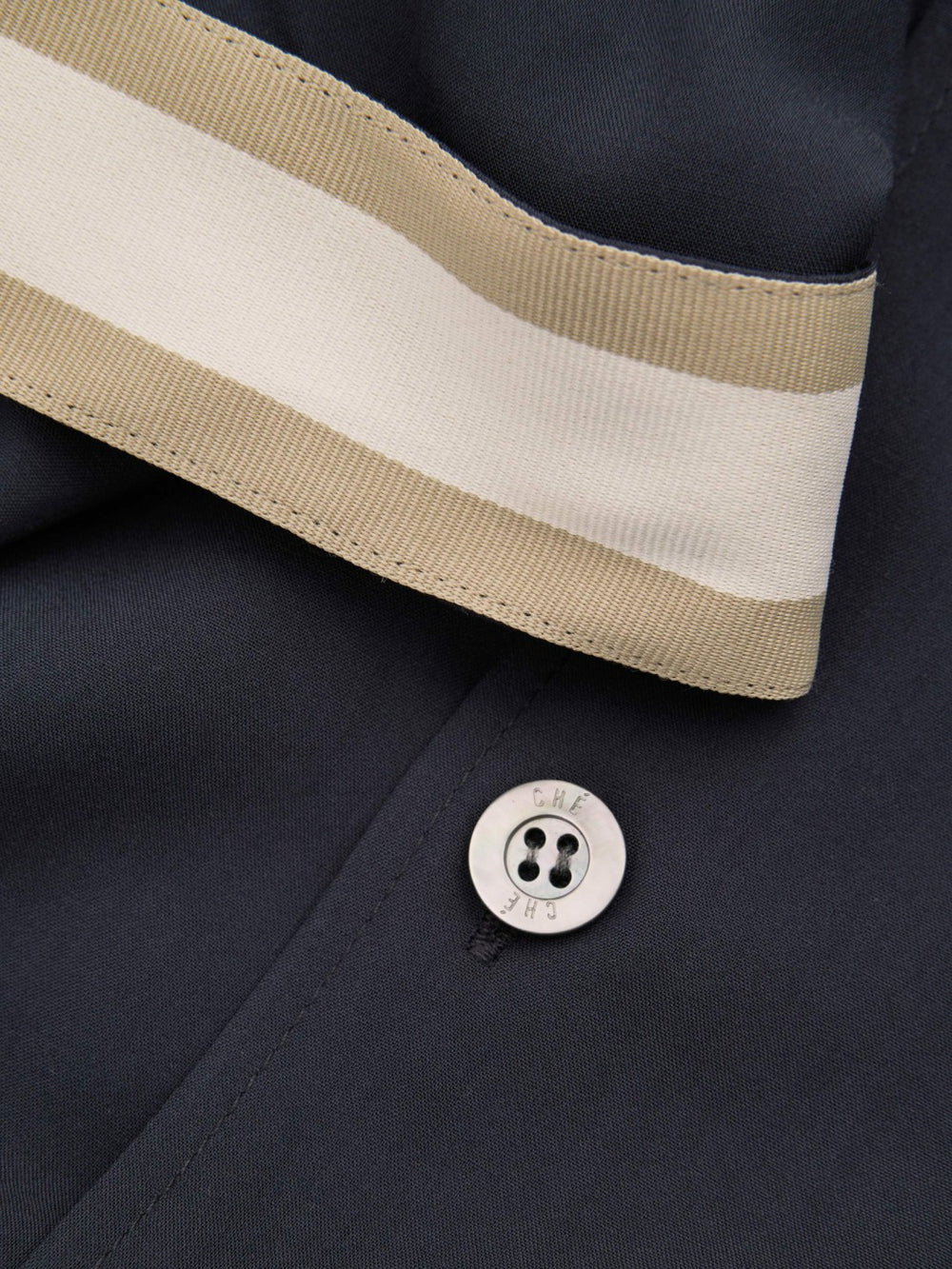 | Ché Cuff Detail Cuban Collar Shirt in Navy