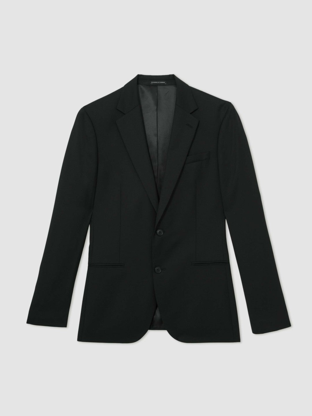 Wool-Blend Single-Breasted Suit Jacket Slim-Fit in Black