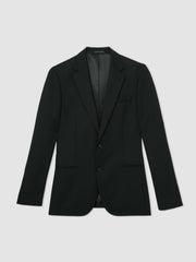 Wool-Blend Single-Breasted Suit Jacket Slim-Fit in Black