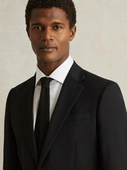 Wool-Blend Single-Breasted Suit Jacket Slim-Fit in Black