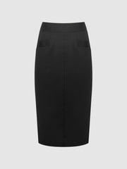 Petite Tailored Pencil Skirt in Black