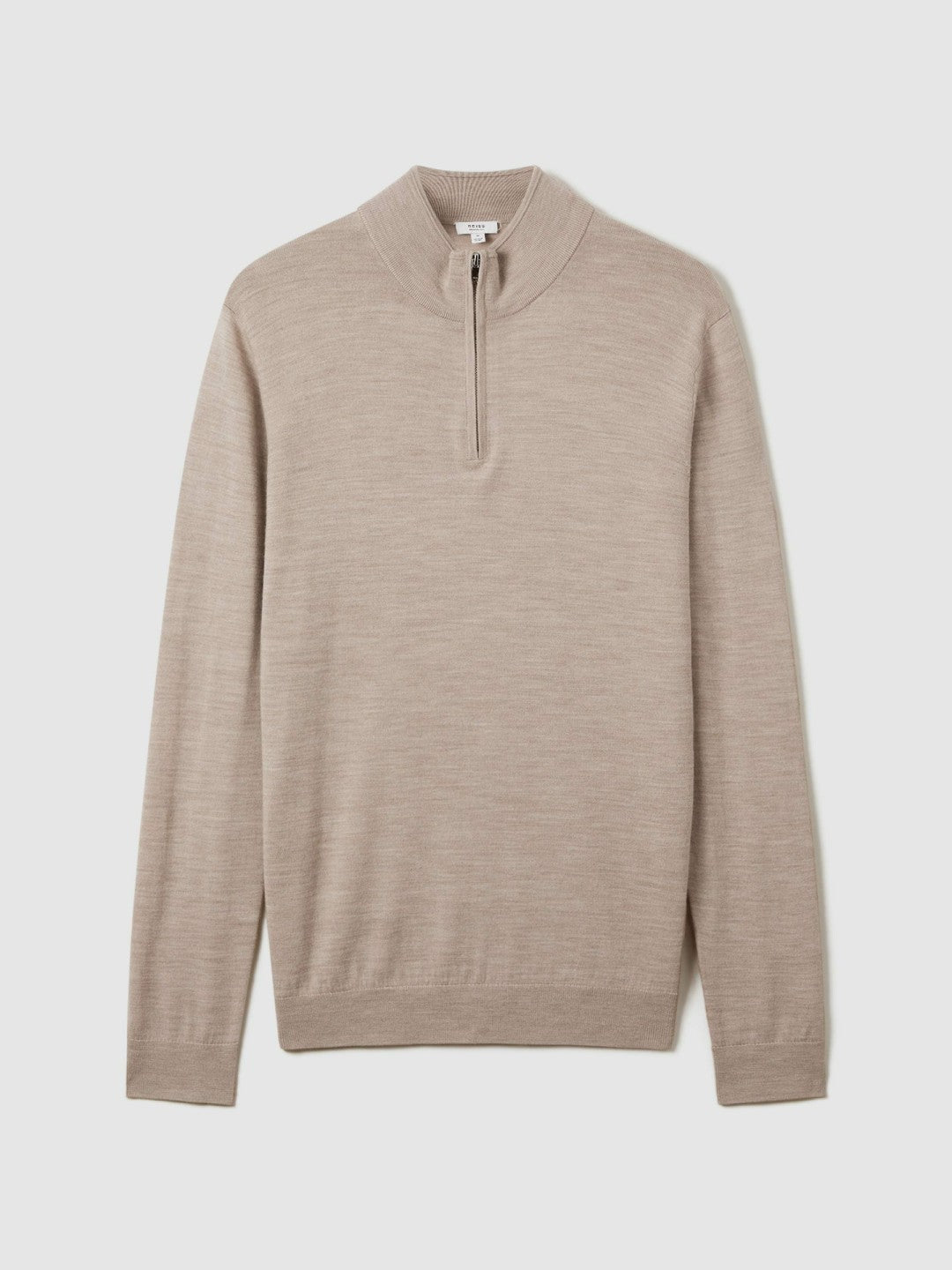 Merino Wool Half-Zip Jumper in Wheat Melange