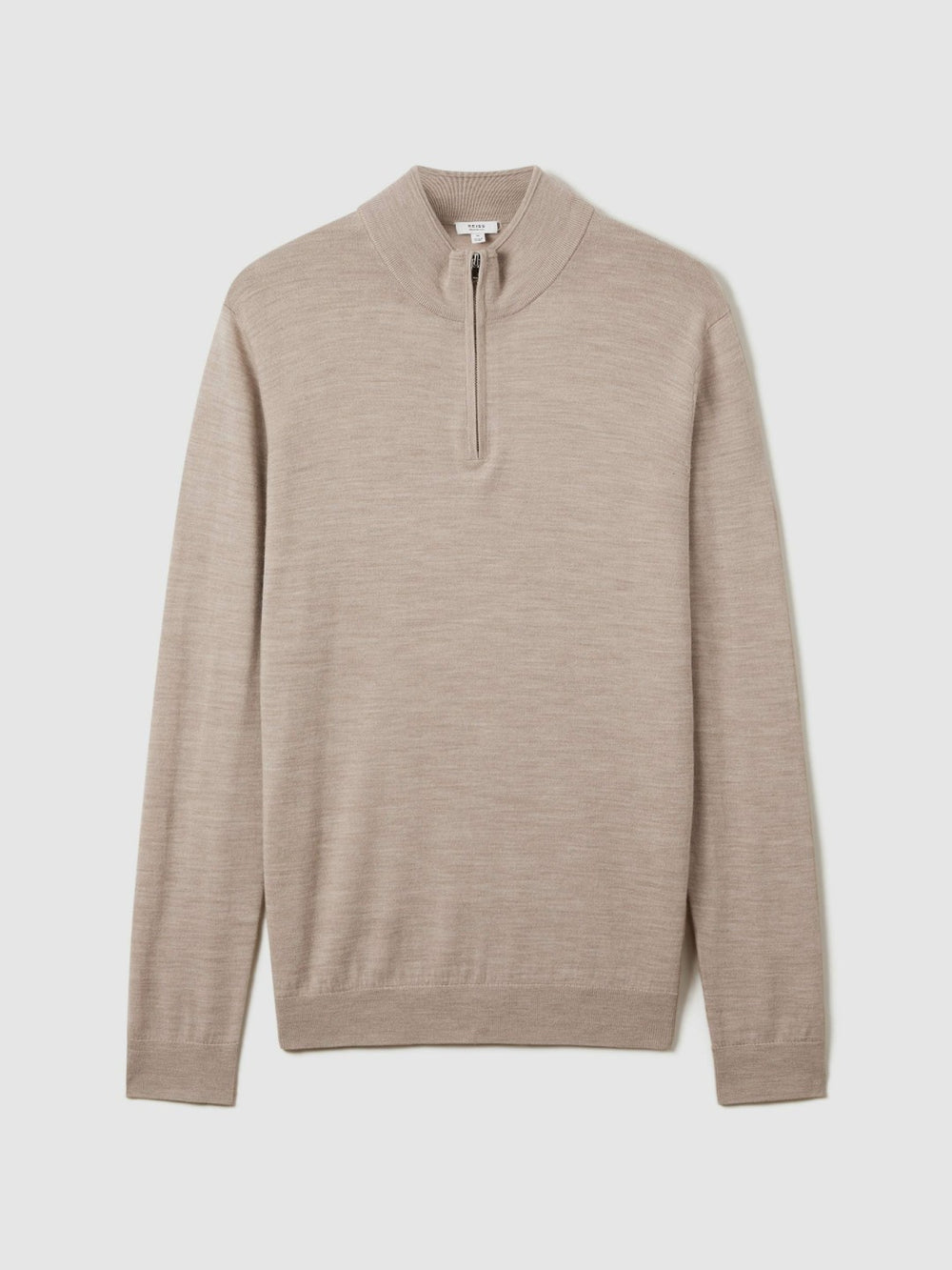 Merino Wool Half-Zip Jumper in Wheat Melange