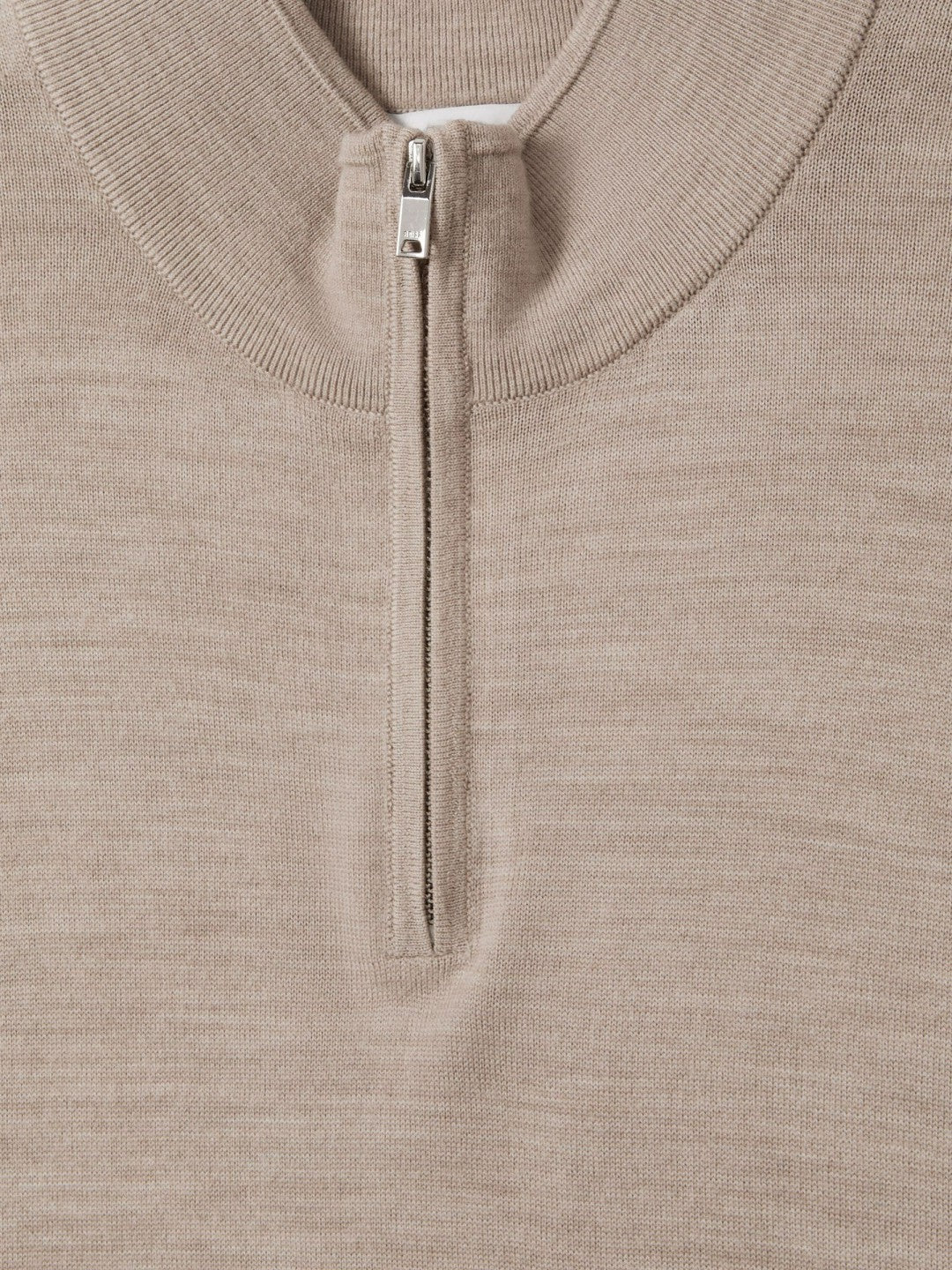 Merino Wool Half-Zip Jumper in Wheat Melange