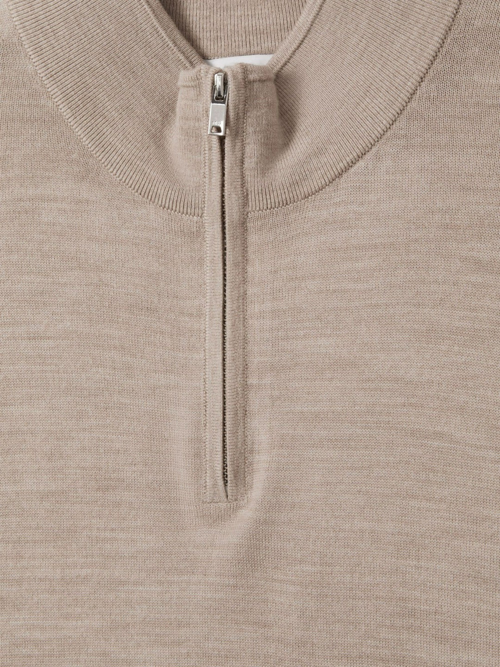 Merino Wool Half-Zip Jumper in Wheat Melange