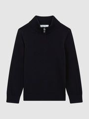 3-9 yrs Merino Wool Zip-Neck Jumper in Navy