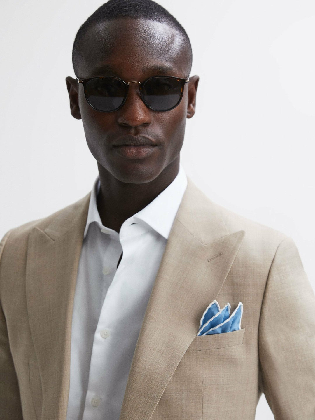 Plain Silk Pocket Square in Soft Blue