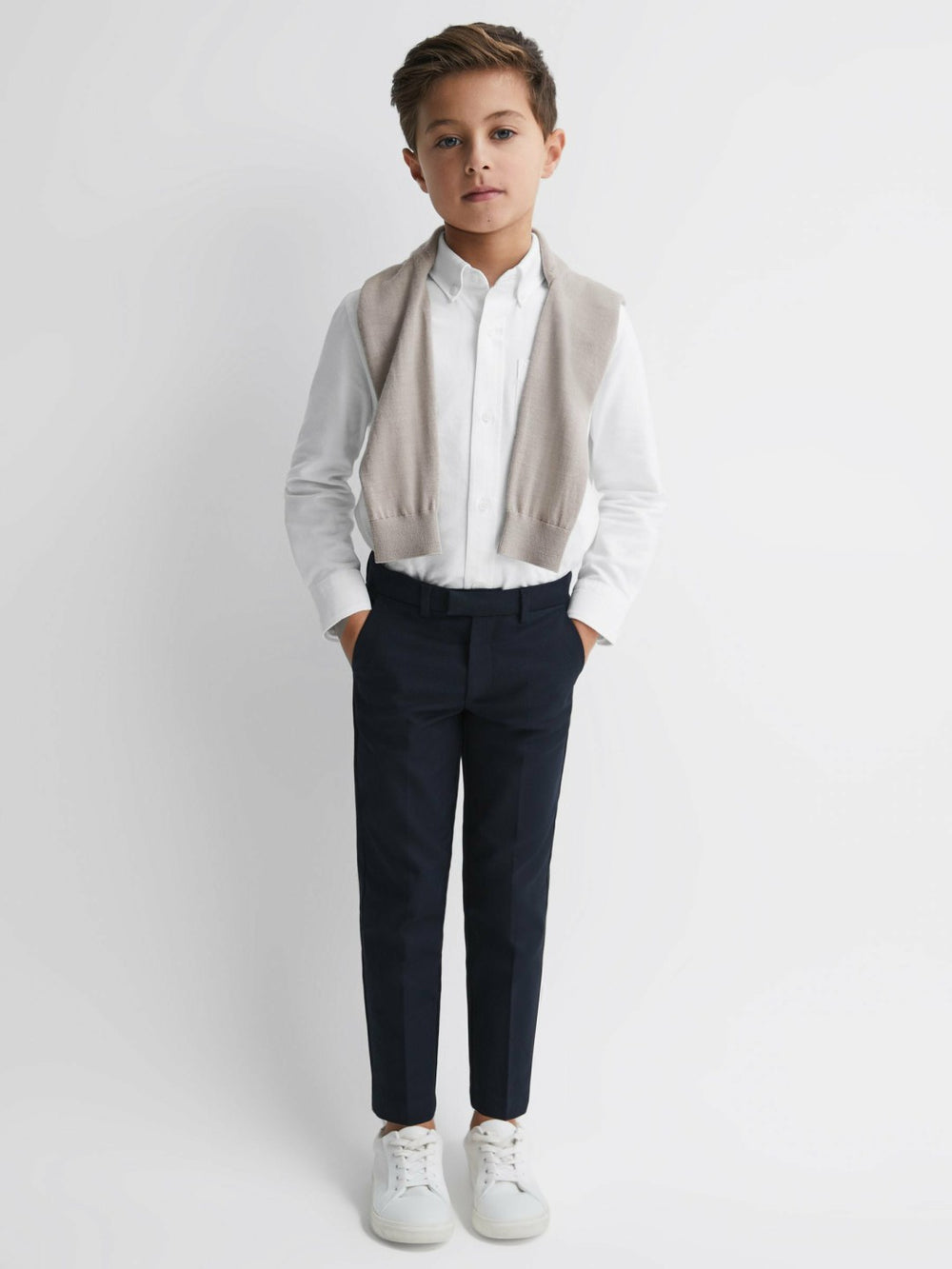 9-14 yrs Button Down Oxford Shirt in White