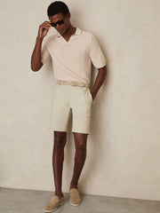 Cotton Chino Shorts With Stretch in Stone