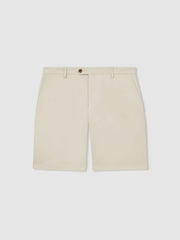 Cotton Chino Shorts With Stretch in Stone