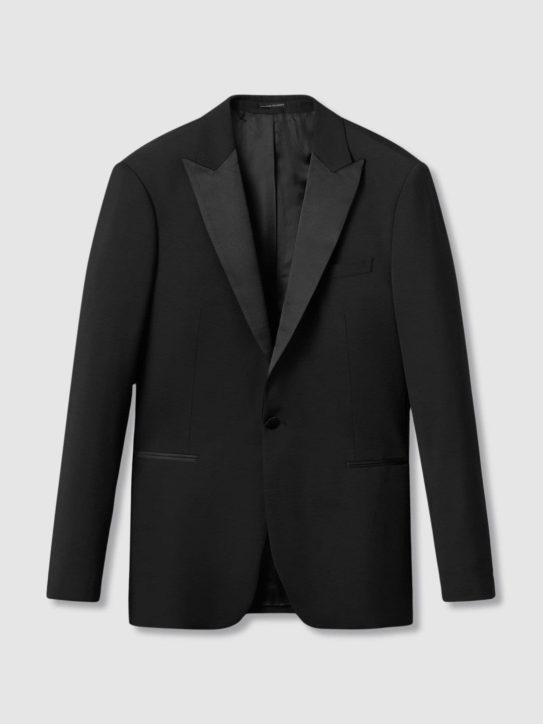 Regular Fit Single Breasted Tuxedo Jacket in Black