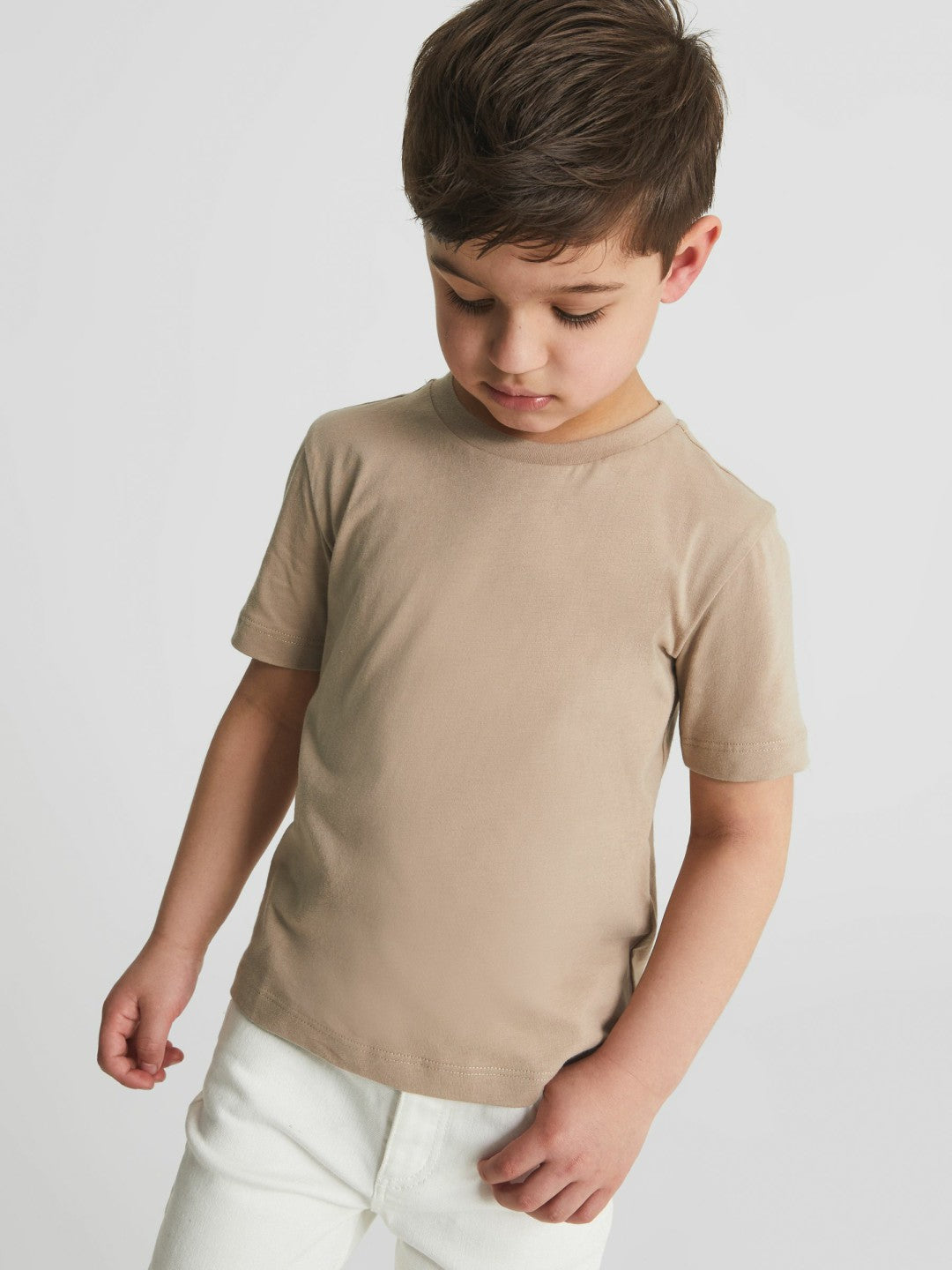 3-9 yrs Crew Neck T-Shirt in Stone