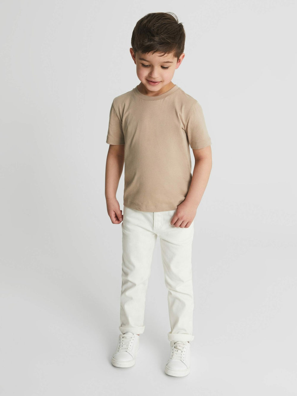 9-13 yrs Crew Neck T-Shirt in Stone