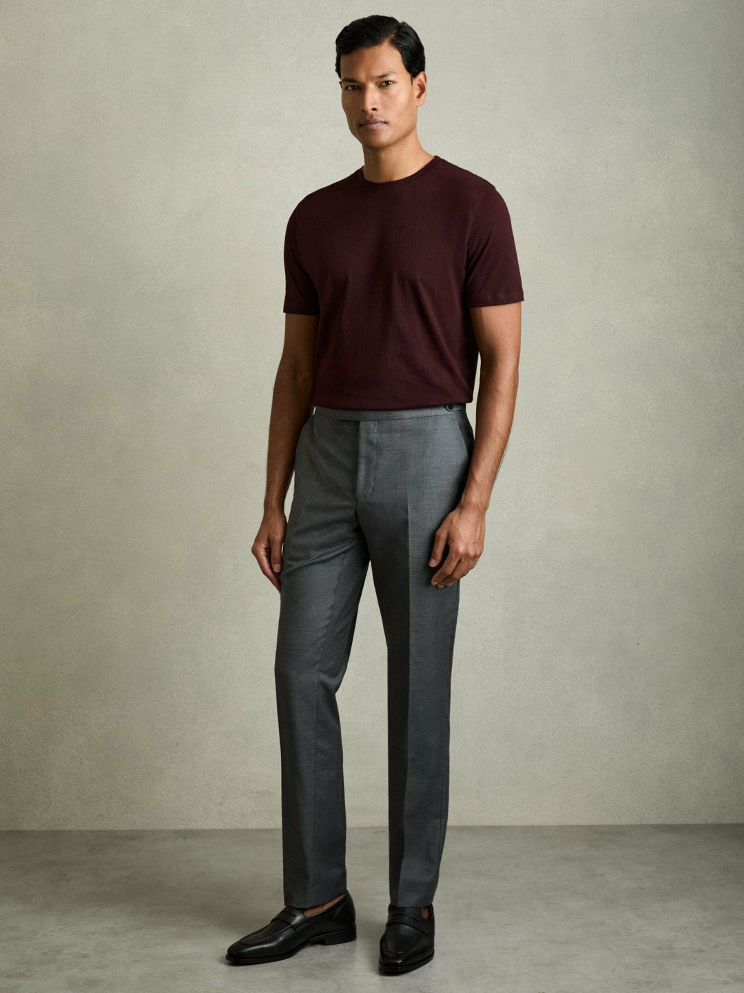Cotton Crew Neck T-Shirt in Bordeaux
