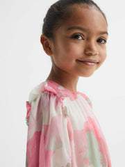 4-9 yrs Printed Tiered Dress in Pink Print
