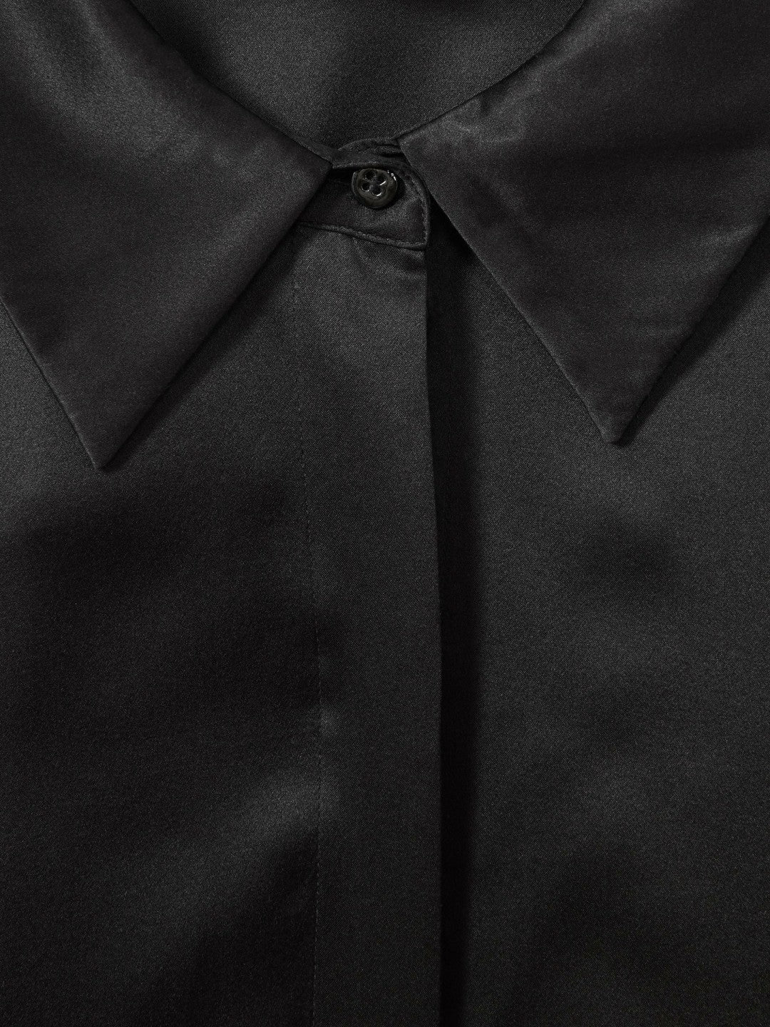 Petite Silk Double-Cuff Button-Through Shirt in Black