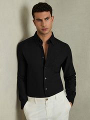 Slim-Fit Button-Down Collar Cotton Oxford Shirt in Black