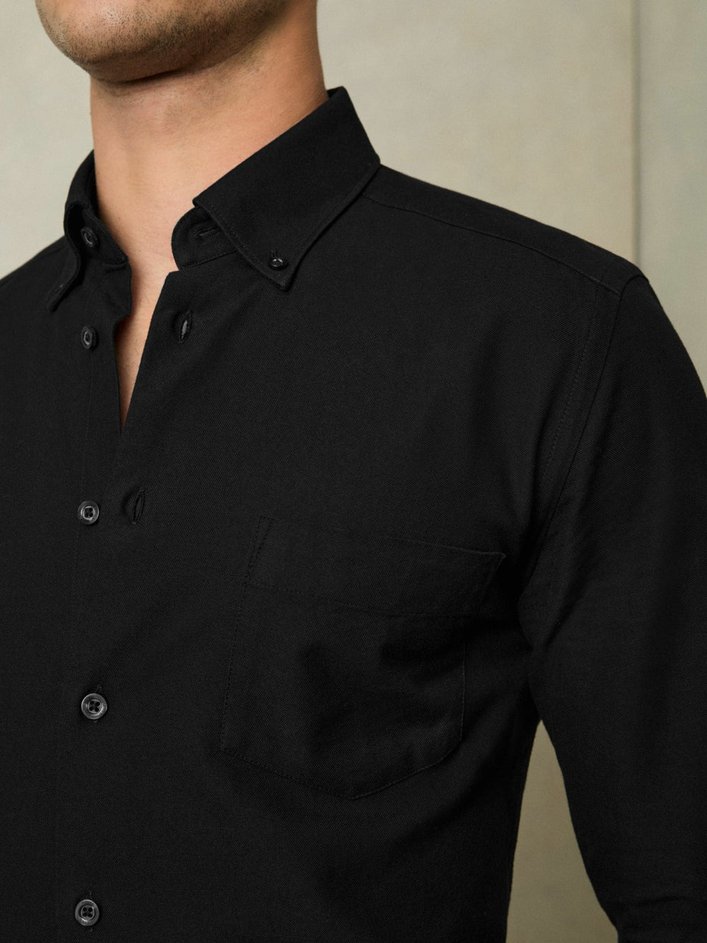 Slim-Fit Button-Down Collar Cotton Oxford Shirt in Black