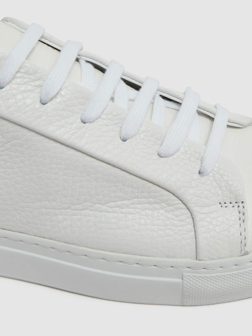 Tumbled-Leather Low-Top Trainers in White